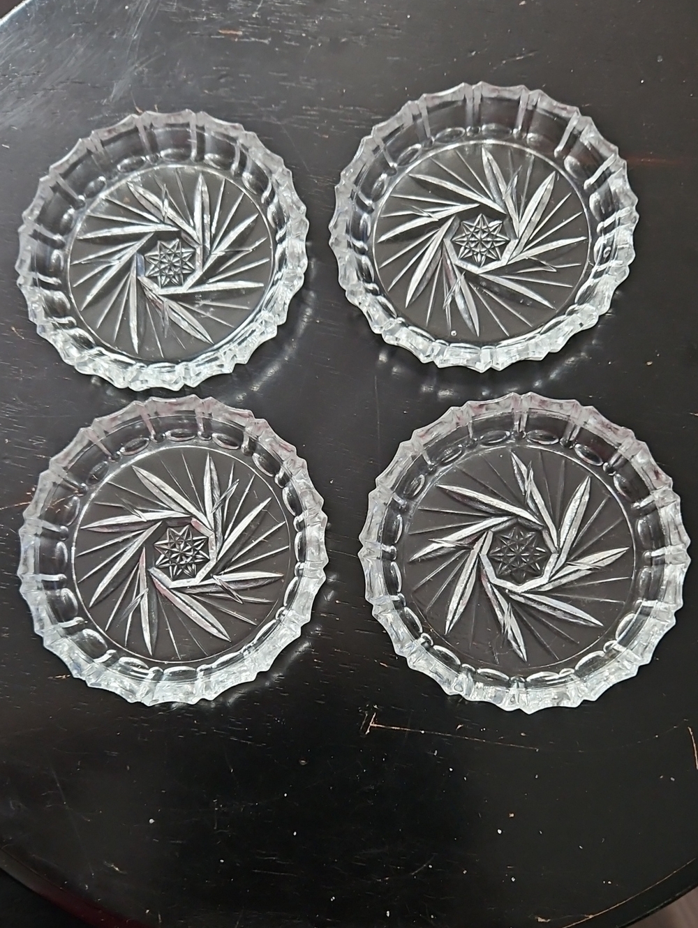 Set of 4 Vintage Crystal Pinwheel Coasters